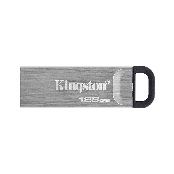 Kingston USB flash disk, USB 3.0, 128GB, DataTraveler(R) Kyson, srebrny, DTKN/128GB, USB A, z oczkiem na brelok