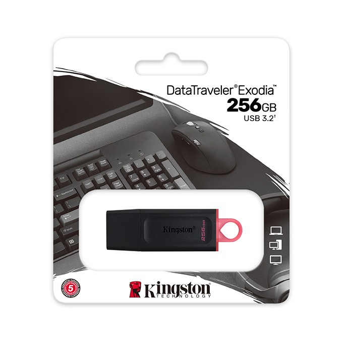 Kingston USB flash disk, USB 3.0, 256GB, DataTraveler Exodia, czarny, DTX/256GB, USB A, z osłoną