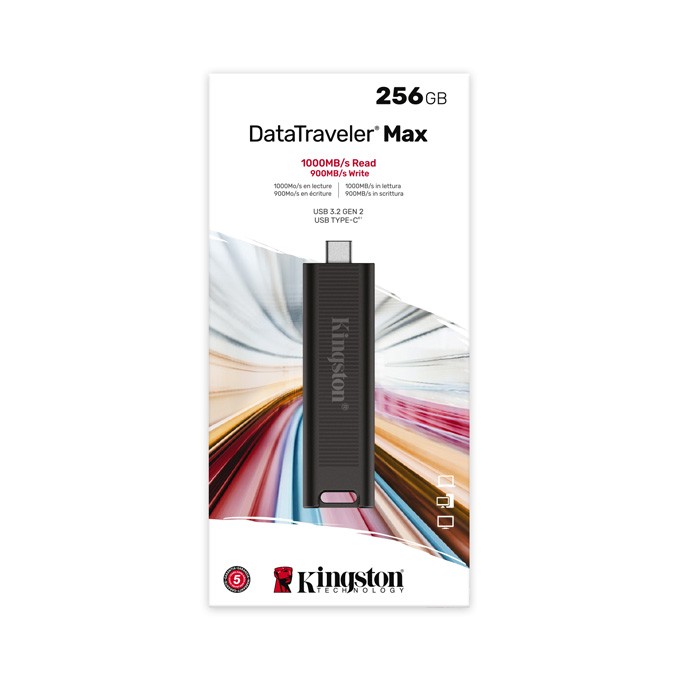 Kingston USB flash disk, USB 3.0, 256GB, DataTraveler Max, czarny, DTMAX/256GB, USB C