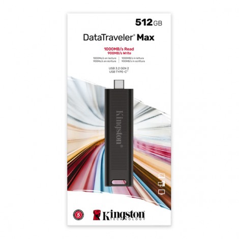 Kingston USB flash disk, USB 3.0, 512GB, DataTraveler Max, czarny, DTMAX/512GB, USB C