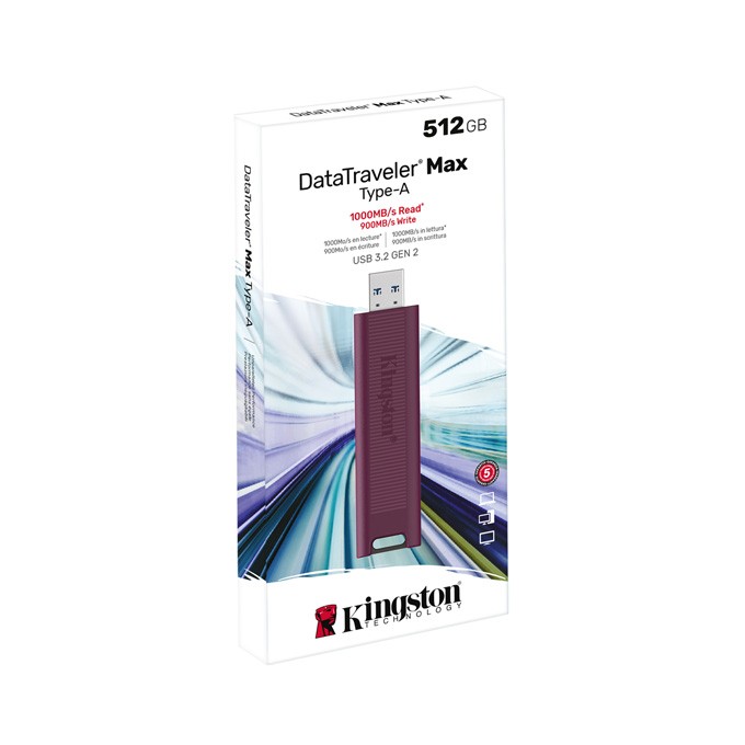 Kingston USB flash disk, USB 3.0, 512GB, DataTraveler Max, Bordowy, DTMAXA/512GB, USB A