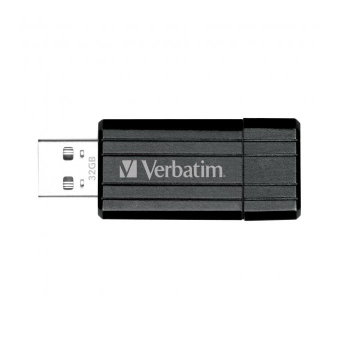 Verbatim USB flash disk, USB 2.0, 32GB, PinStripe, Store N Go, czarny, 49064, USB A, z wysuwanym złączem
