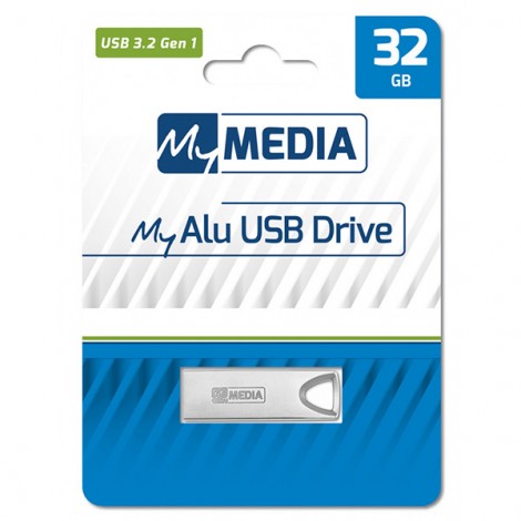 MyMedia USB flash disk, USB 3.2, 32GB, MyAlu, srebrny, 69276, USB A