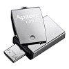 Apacer USB flash disk OTG, USB 3.0, 64GB, AH750, srebrny, AP64GAH750S-1, USB A / USB Micro  B, z obrotową osłoną