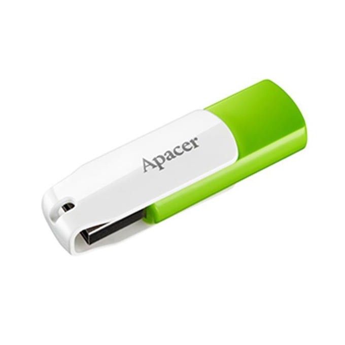 Apacer USB flash disk, USB 2.0, 64GB, AH335, zielony, AP64GAH335G-1, USB A, z obrotową osłoną