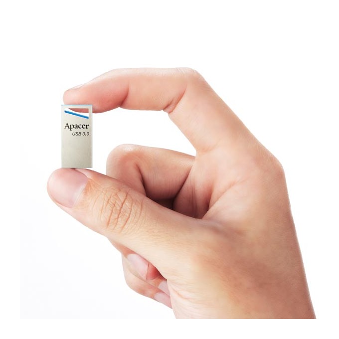 Apacer USB flash disk, USB 3.0, 64GB, AH155, srebrny, AP64GAH155U-1, USB A, z oczkiem na brelok