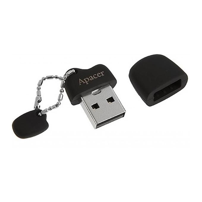 Apacer USB flash disk, USB 2.0, 64GB, AH118, czarny, AP64GAH118B-1, USB A, z osłoną