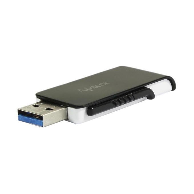 Apacer USB flash disk, USB 3.0, 64GB, AH350, czarny, AP64GAH350B-1, USB A, z wysuwanym złączem