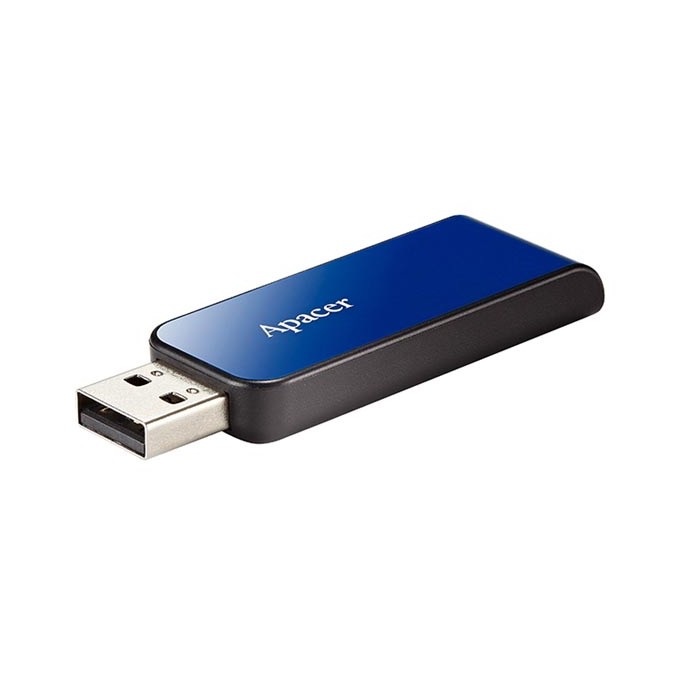 Apacer USB flash disk, USB 2.0, 64GB, AH334, niebieski, AP64GAH334U-1, USB A, z wysuwanym złączem