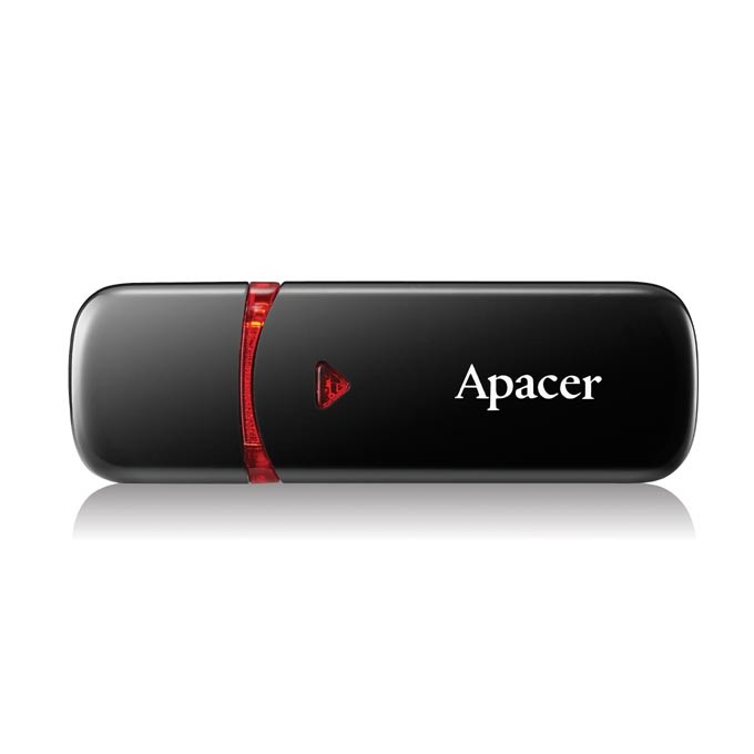 Apacer USB flash disk, USB 2.0, 64GB, AH333, czarny, AP64GAH333B-1, USB A, z osłoną