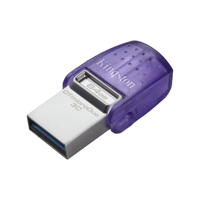 Kingston USB flash disk OTG, USB 3.0, 64GB, Data Traveler microDuo3 G2, srebrno-fioletowy, DTDUO3CG3/64GB, USB A / USB C