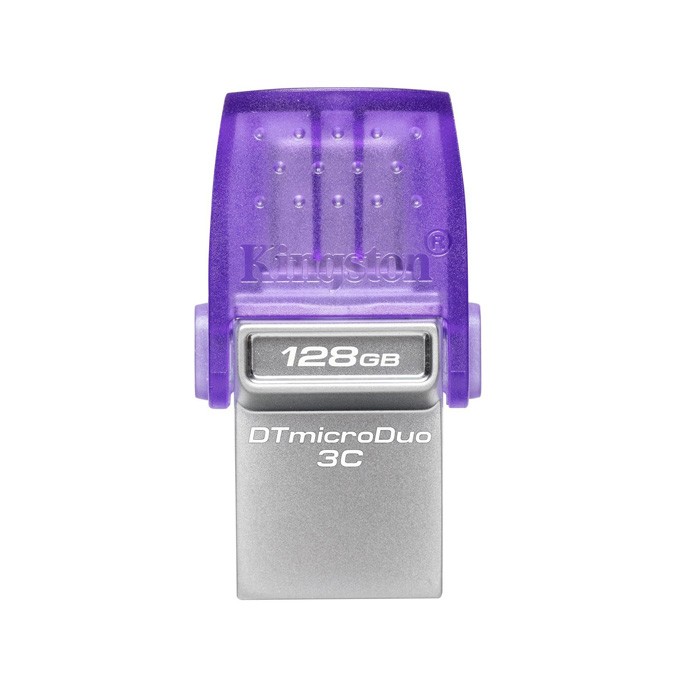 Kingston USB flash disk OTG, USB 3.0, 128GB, Data Traveler microDuo3 G2, srebrno-fioletowy, DTDUO3CG3/128GB, USB A / USB 