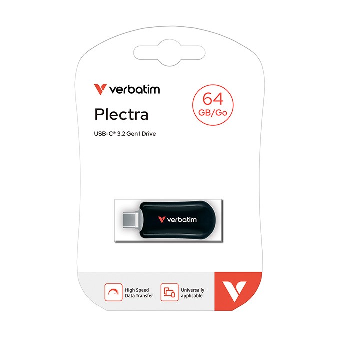 Verbatim USB flash disk, USB C, 64GB, Plectra, czarny, 30224, USB C