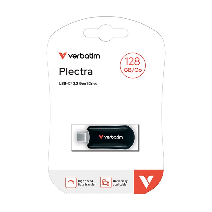 Verbatim USB flash disk, USB C, 128GB, Plectra, czarny, 30225, USB C