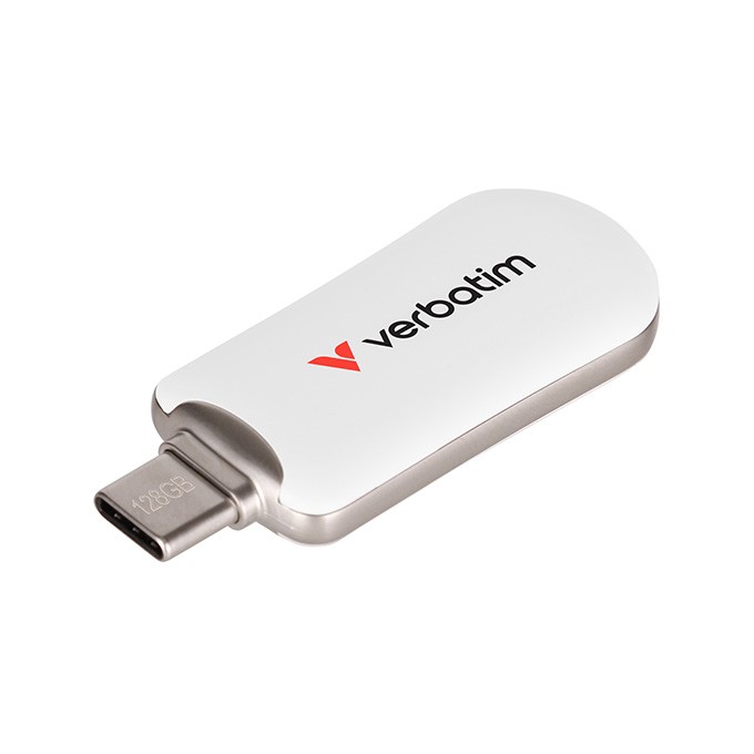 Verbatim USB flash disk, USB C, 128GB, Plectra, biały, 30229, USB C