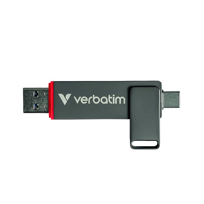 Verbatim USB flash disk, USB C a USB 3.2 Gen 1, 512GB, Dual QuickStick, szary, 32042, USB C, z oczkiem na brelok