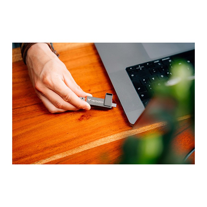 Verbatim USB flash disk, USB C a USB 3.2 Gen 1, 512GB, Dual QuickStick, szary, 32042, USB C, z oczkiem na brelok