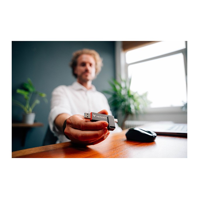 Verbatim USB flash disk, USB C a USB 3.2 Gen 1, 512GB, Dual QuickStick, szary, 32042, USB C, z oczkiem na brelok