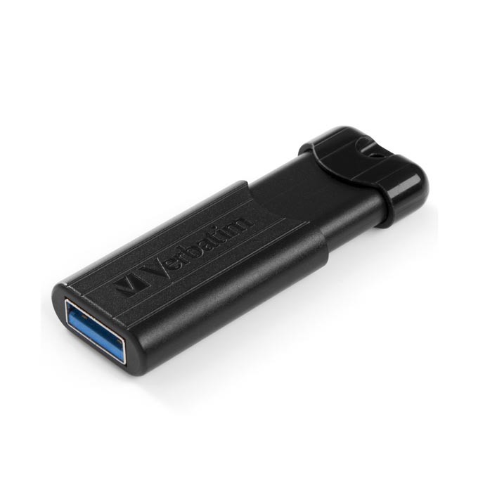 Verbatim USB flash disk, USB 3.0, 64GB, PinStripe, Store N Go, czarny, 49318, USB A, z wysuwanym złączem