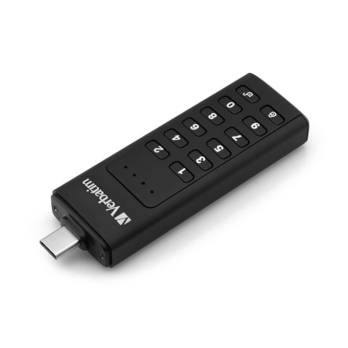 Verbatim USB flash disk, USB 3.0, 128GB, Keypad Secure, czarny, 49432, USB C, 256bitowe szyfrowanie AES, LED