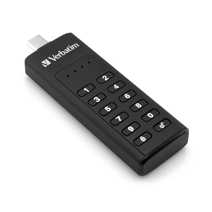 Verbatim USB flash disk, USB 3.0, 128GB, Keypad Secure, czarny, 49432, USB C, 256bitowe szyfrowanie AES, LED