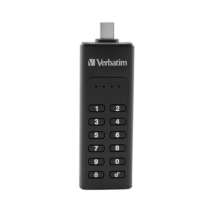 Verbatim USB flash disk, USB 3.0, 128GB, Keypad Secure, czarny, 49432, USB C, 256bitowe szyfrowanie AES, LED