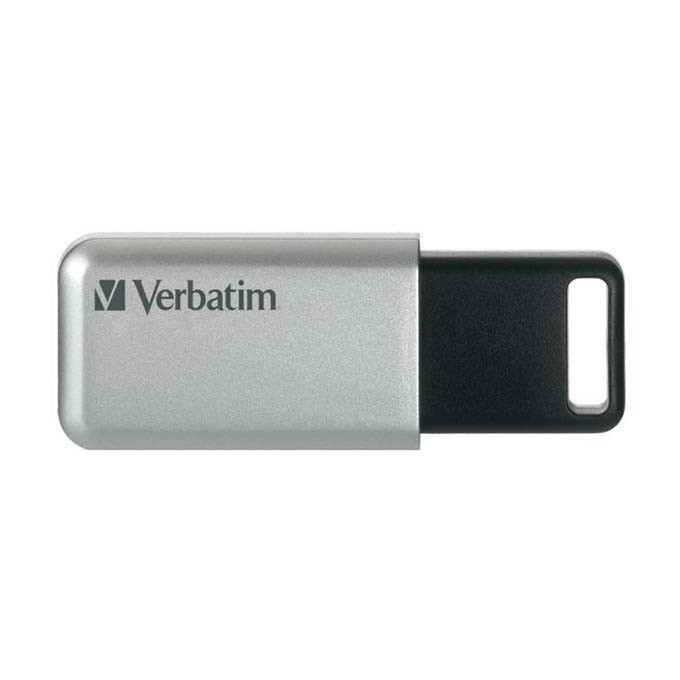 Verbatim USB flash disk, USB 3.0, 64GB, Secure Pro, srebrny, 98666, USB A, szyfrowanie AES 256-bit, wysuwane złącze