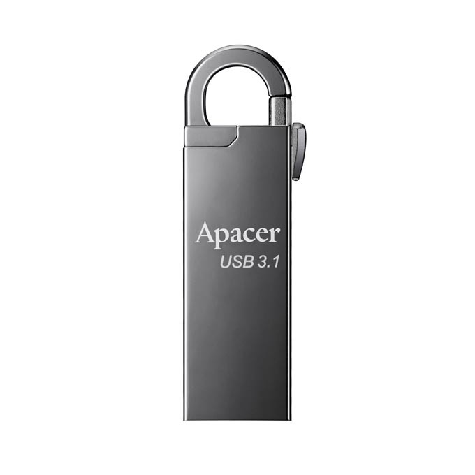 Apacer USB flash disk, USB 3.0, 128GB, AH15A, srebrny, AP128GAH15AA-1, USB A, z karabinkiem