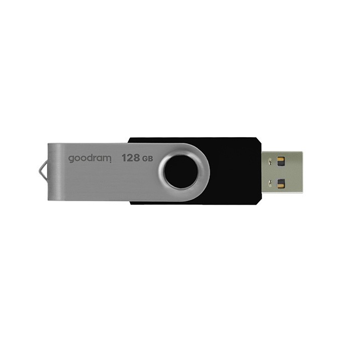 Goodram USB flash disk, USB 2.0, 128GB, UTS2, czarny, UTS2-1280K0R11, USB A, z obrotową osłoną
