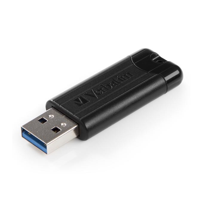 Verbatim USB flash disk, USB 3.0, 128GB, PinStripe, Store N Go, czarny, 49319, USB A, z wysuwanym złączem
