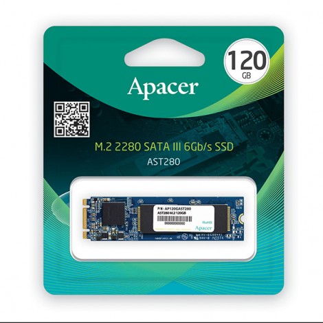 SSD Wewnętrzny Apacer AST280, AP120GAST280-1, 120GB, czarny, 500 MB/s-R, SATA III, 470 MB/s-W