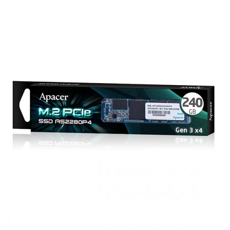 SSD Wewnętrzny Apacer AS2280P4, AP240GAS2280P4-1, 240GB, czarny, 1800 MB/s-R,  PCIe, 1100 MB/s-W