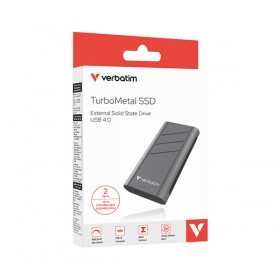 SSD Zewnętrzny Verbatim TurboMetal SSD, 32022, 2000GB, Nero Backup, Srebrny, w zestawie kabel USB-C 20 cm, M.2, 2000 