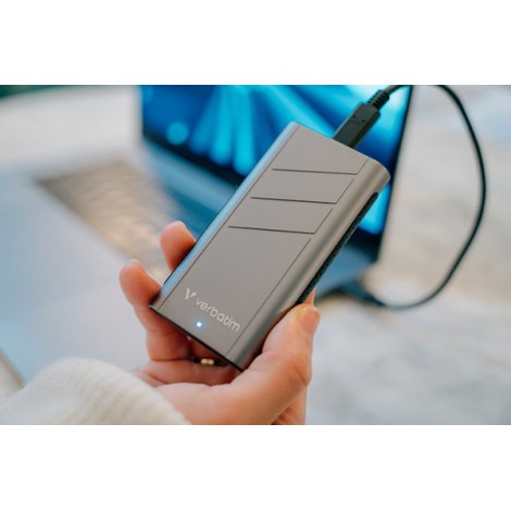 SSD Zewnętrzny Verbatim TurboMetal SSD, 32022, 2000GB, Nero Backup, Srebrny, w zestawie kabel USB-C 20 cm, M.2, 2000 