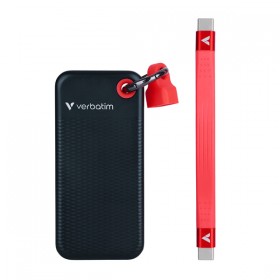 SSD Zewnętrzny Verbatim Pocket SSD Black/Red, 32192, 1000GB, czerwony, M.2, zawiera kabel USB C, 1000 MB/s-R, USB-C, 