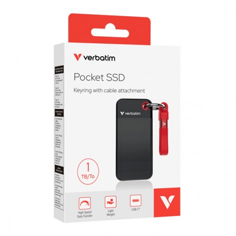 SSD Zewnętrzny Verbatim Pocket SSD Black/Red, 32192, 1000GB, czerwony, M.2, zawiera kabel USB C, 1000 MB/s-R, USB-C, SSD Zewnętrzny Verbatim Pocket SSD Black/Red, 32192, 1000GB, czerwony, M.2, zawiera kabel USB C, 1000 MB/s-R, USB-C,