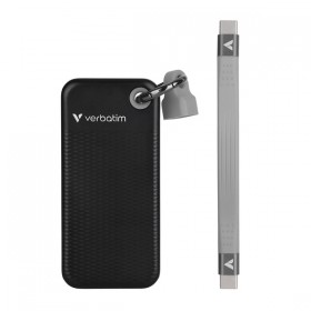 SSD Zewnętrzny Verbatim Pocket SSD Black/Grey, 32194, 2000GB, czarny, M.2, zawiera kabel USB C, 1000 MB/s-R, USB-C, 