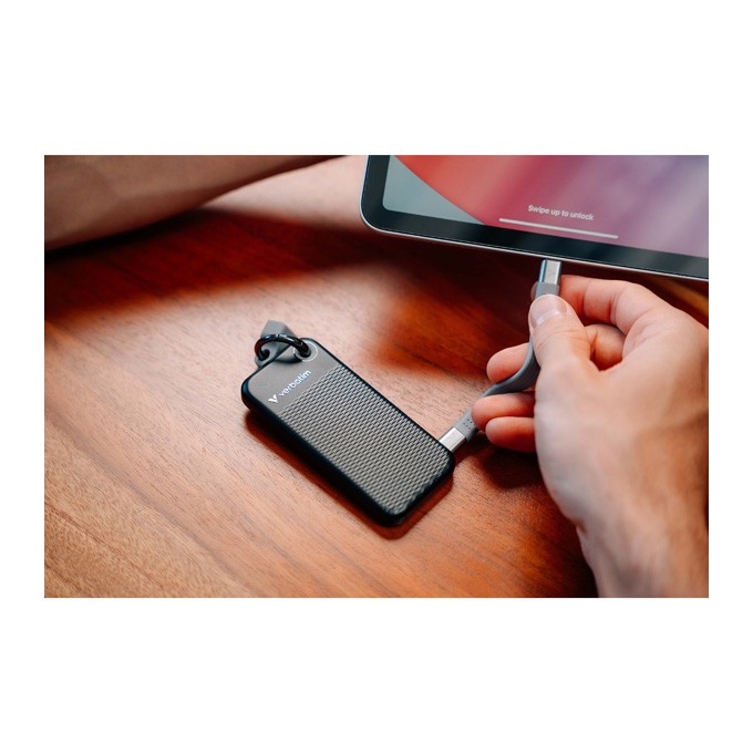 SSD Zewnętrzny Verbatim Pocket SSD Black/Grey, 32194, 2000GB, czarny, M.2, zawiera kabel USB C, 1000 MB/s-R, USB-C, 