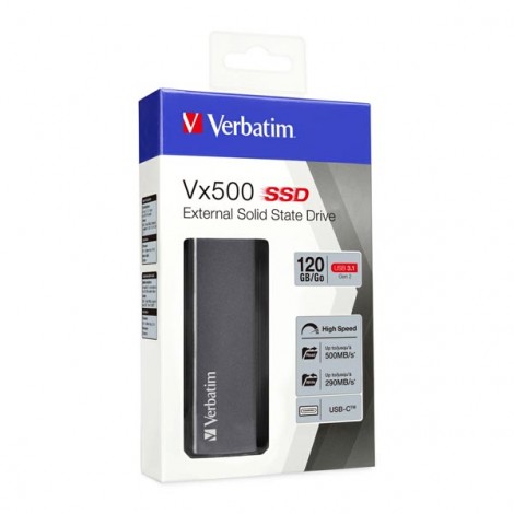 SSD Zewnętrzny Verbatim Vx500, 47441, 120GB, srebrny, 2.5", USB-C