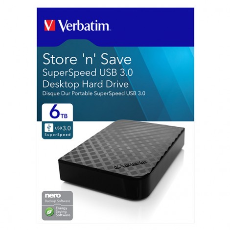 Zewnętrzny dysk twardy, Verbatim, 3.5", Store,N,Save, USB 3.0, 47686, blistr, czarna
