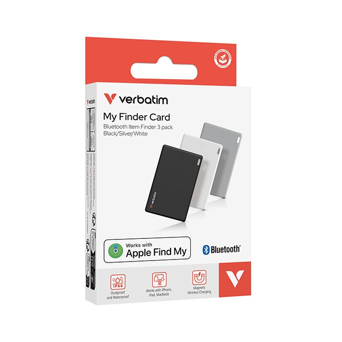 Lokalizator Bluetooth My Finder Card czarny, srebrny i biały, 32141, Verbatim