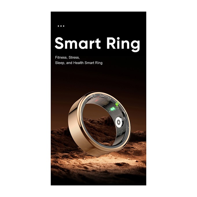 Smart RING czarny, tętno, saturacja, monitor snu, aktywność, roz 8, Powerton