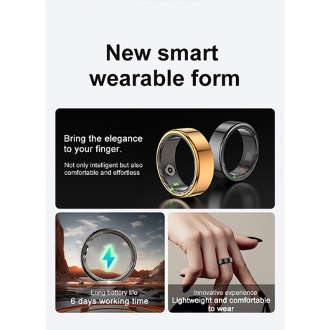Smart RING czarny, tętno, saturacja, monitor snu, aktywność, roz 8, Powerton Smart RING czarny, tętno, saturacja, monitor snu, aktywność, roz 8, Powerton