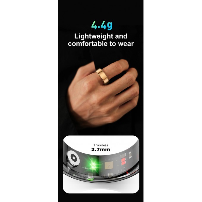 Smart RING czarny, tętno, saturacja, monitor snu, aktywność, roz 9, Powerton