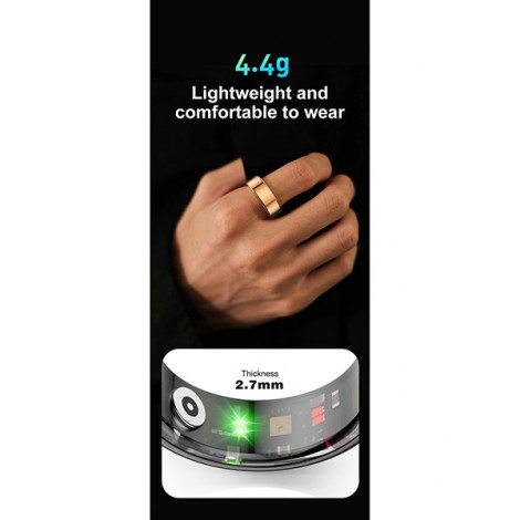 Smart RING złoty, tętno, saturacja, monitor snu, aktywność, roz 9, Powerton Smart RING złoty, tętno, saturacja, monitor snu, aktywność, roz 9, Powerton