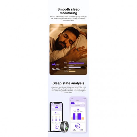 Smart RING złoty, tętno, saturacja, monitor snu, aktywność, roz 10, Powerton