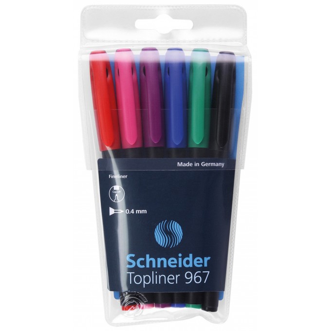 Zestaw cienkopisów SCHNEIDER Topliner 967, 0,4 mm, 6 szt., miks kolorów