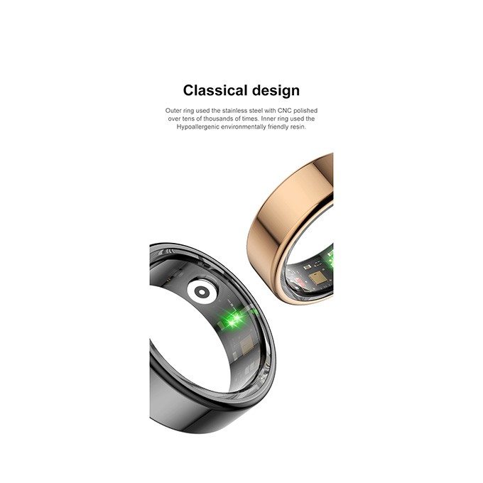 Smart RING czarny, zmierz stres, bicie serca, monitor. snu, roz .12, Powerton