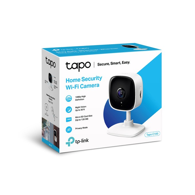TP-link IP kamera Tapo C100, 1080p, Wifi 2.4 GHz, biała, tryb nocny, alarm, detekcja ruchu