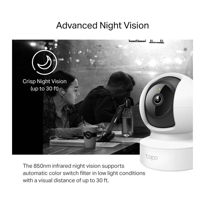 TP-link IP kamera Tapo C212, Full HD, Wifi 2.4 GHz, biała, 360 st, tryb nocny, alarm, detekcja ruchu